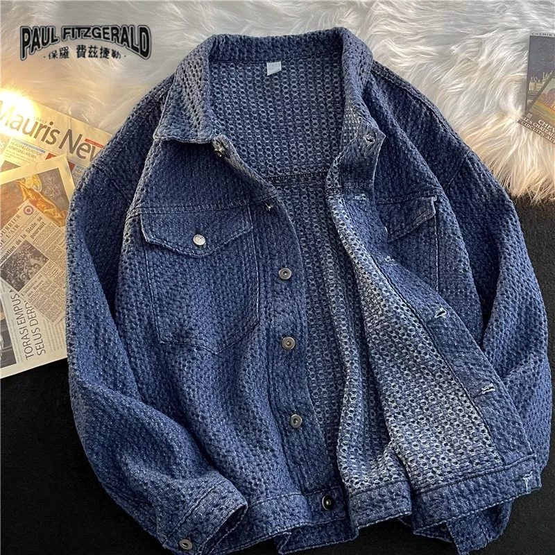 Áo Khoác denim Dáng Rộng Phong Cách hip hop Đường Phố Cá Tính Cho Nam