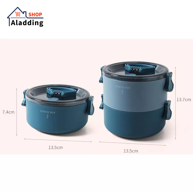 AladdingHộp Đựng Cơm Trưa Hai Tầng Bằng Nhựa Hình Tròn Có Thể Hâm Nóng Trong Lò Vi Sóng