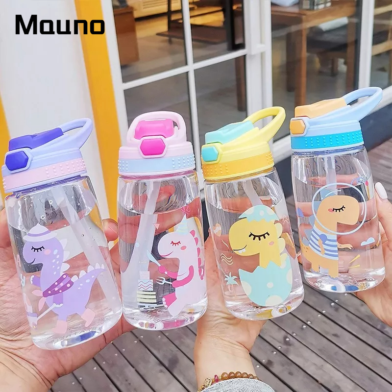 Bình Nước Nhựa Có Ống Hút Họa Tiết Mauno Dễ Thương Cho Bé