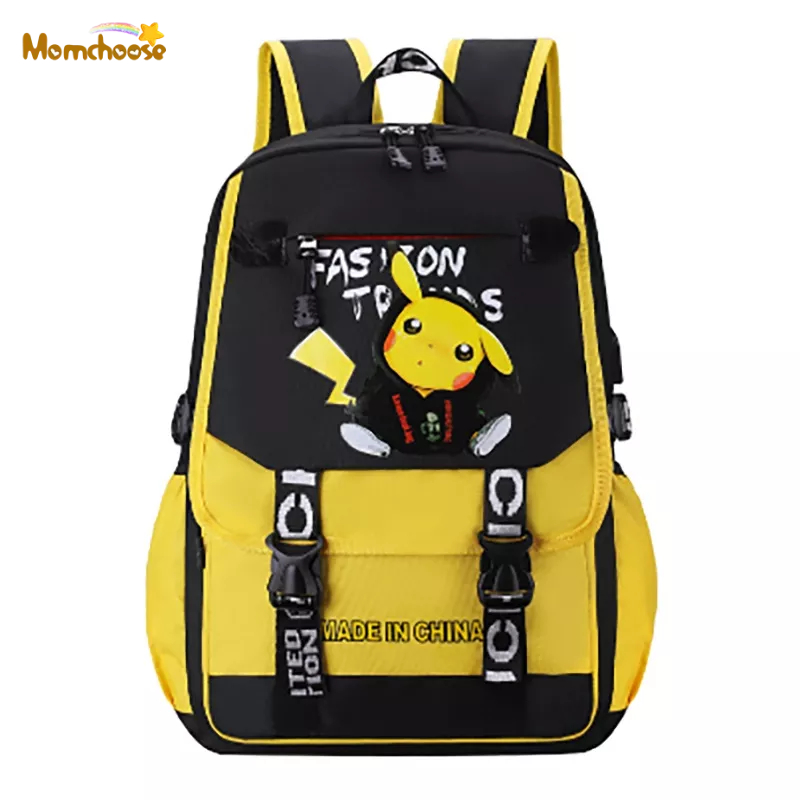 MOMCHOOSE student backpack Pikachu backpack, cute Pikachu, lightweight, protect the spine. backpack waterproof
