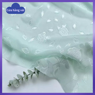 Vải Voan Thêu Hoa Hồng 0.5m * 1.5m 90g / m