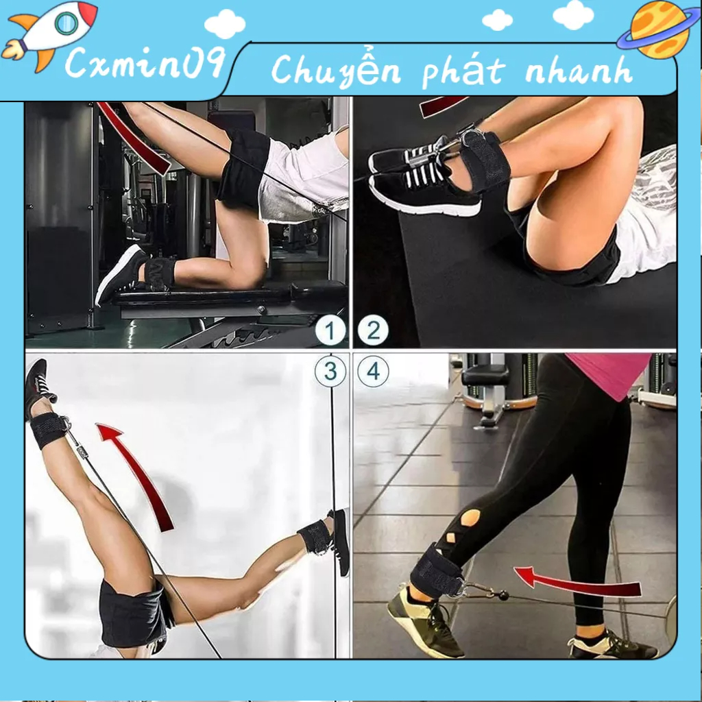 RisingGirl 2 Chiếc D Vòng Dây Đeo Mắt Cá Chân Huấn Luyện Sức Mạnh Viền Khóa Thun Bảo Vệ Đen Bạc trắng