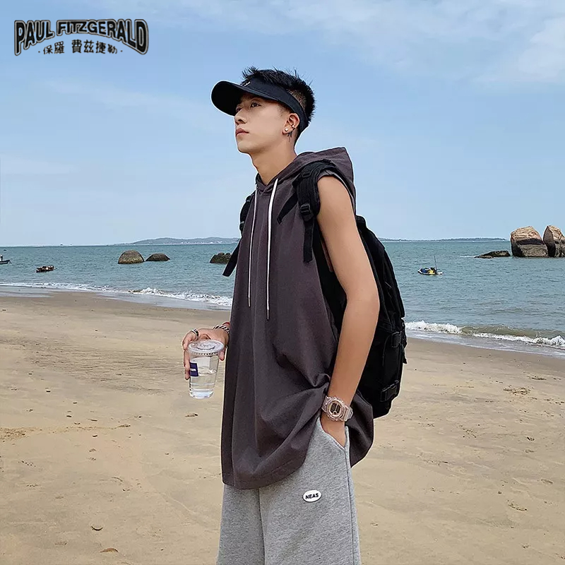 Áo Thun Thể Thao Sát Nách Màu Trơn Phong Cách hip hop Cho Nam