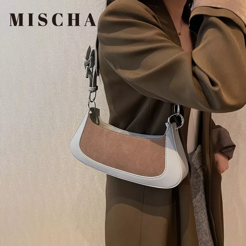 MISCHA Túi Đeo Vai MISCHA Chất Liệu PU Phong Cách retro Âu Mỹ Dễ Phối Đồ Thời Trang