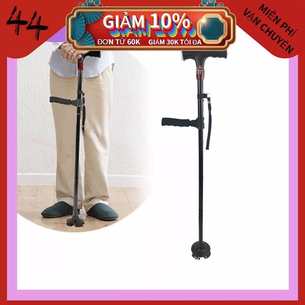 Gậy Chống Cho Người Già Cao Cấp Dạng Gấp Gọn - Có Kết Hợp Đèn Pin Và Tay Vịn Phụ, Đế Chống Trượt - báo động Có thể điều chỉnh ánh sáng Beryllium068