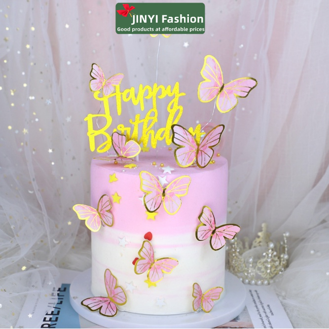 Phụ Kiện Trang Trí Bánh Kem Hình Bươm Bướm Xinh Xắn Thẻ