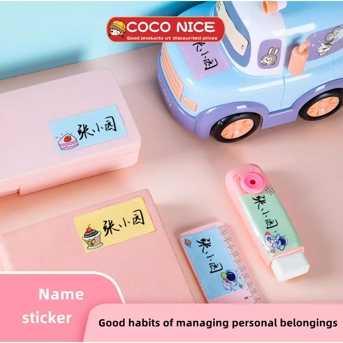 Cuộn 280 Nhãn Dán Ghi Tên Chống Thấm Nước Họa Tiết Hoạt Hình Dành Cho Học Sinh
