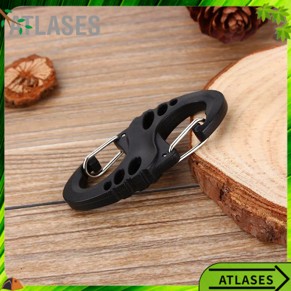 Atlases Móc khóa leo núi S Type Carabiner kép Mini Black