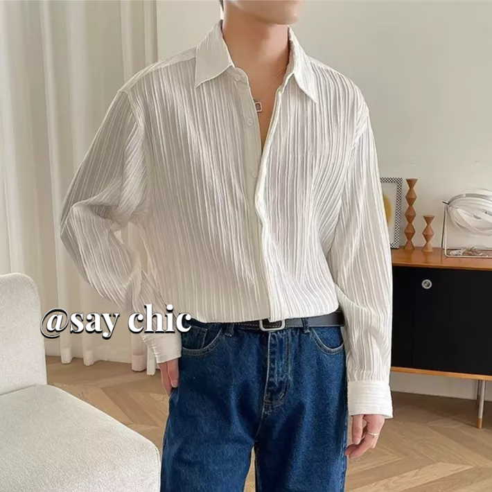 Áo Sơ Mi Tay Dài Màu Trơn Phong Cách Hàn Quốc Thời Trang Cho Nam
