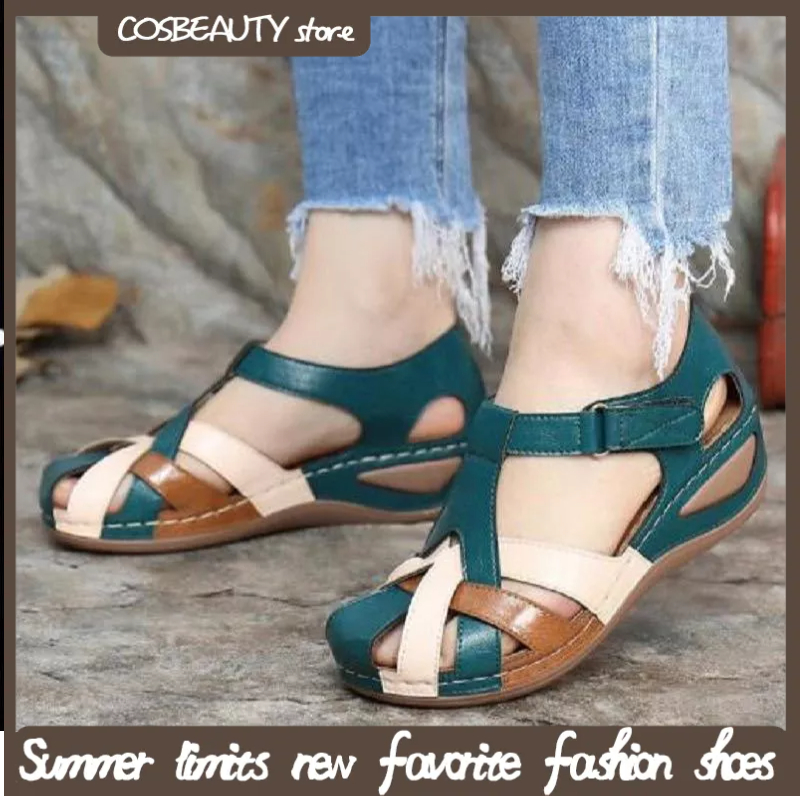 Dép Sandal Đế Xuồng Quai Dán Size Lớn Thời Trang Mùa Hè Cho Nữ
