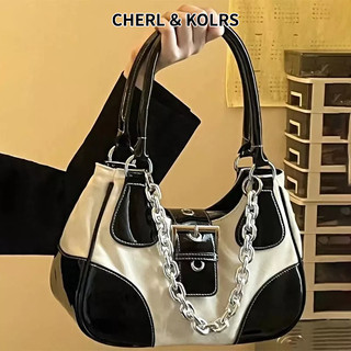 Ck túi xách đeo vai chất liệu da bóng phối dây xích thời trang vintage dành cho nữ