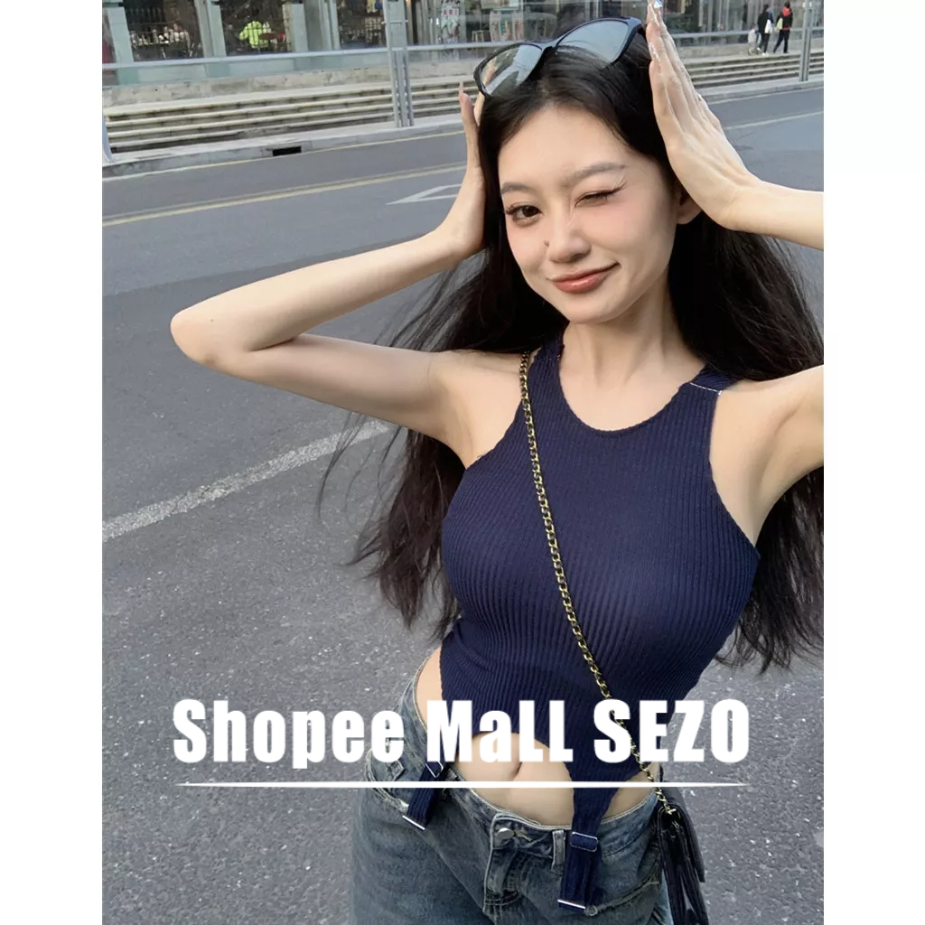 QKOOLE  Áo Dệt Kim Sát Nách Cổ Cao Màu Trơn Thời Trang Cho Nữ