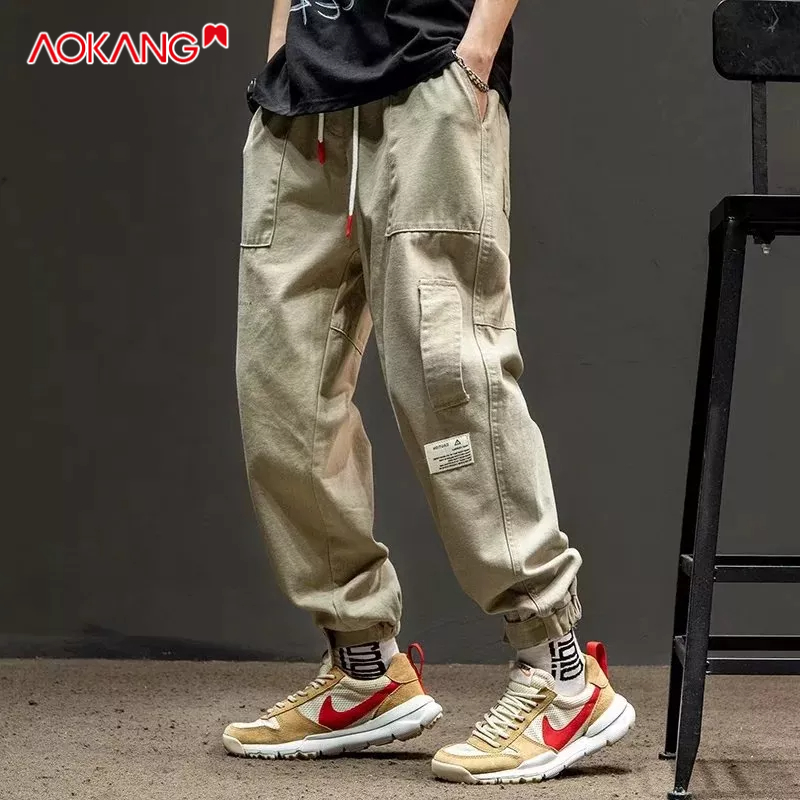 Quần Kaki Ống Rộng Thêu Nhãn Hiệu Thời Trang Nhật Hàn Mới Cho Nam