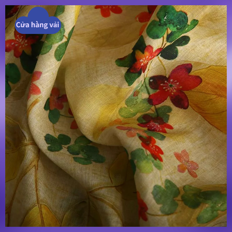 Đầm Sơ Mi Vải In Kỹ Thuật Số Ramie Thiết Kế Cao Cấp Thời Trang Mùa Hè Dành Cho Nữ 1.5M * 0.5M