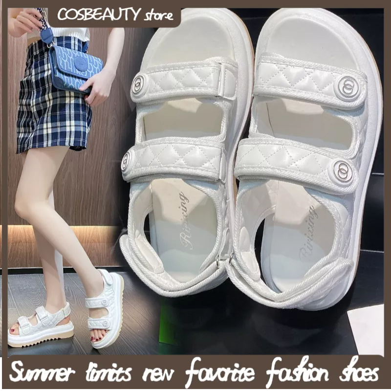 Giày Sandal Thể Thao Mùa Hè 2023 Quai Dán Dày Hở Ngón Phong Cách Hàn Quốc Hàng Mới Dành Cho Bạn Nữ Mang Ngoài Trời