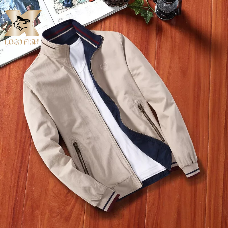 Áo khoác LOCO FISH vải cotton 2 mặt cổ đứng phong cách Âu Mỹ thời trang xuân thu cho nam trung niên