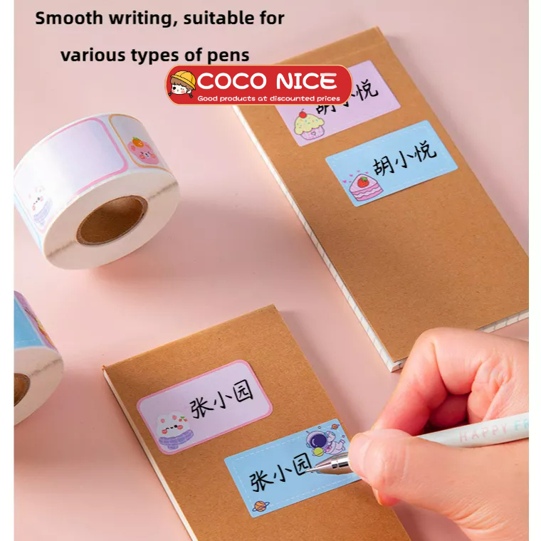 Cuộn 280 Nhãn Dán Ghi Tên Chống Thấm Nước Họa Tiết Hoạt Hình Dành Cho Học Sinh