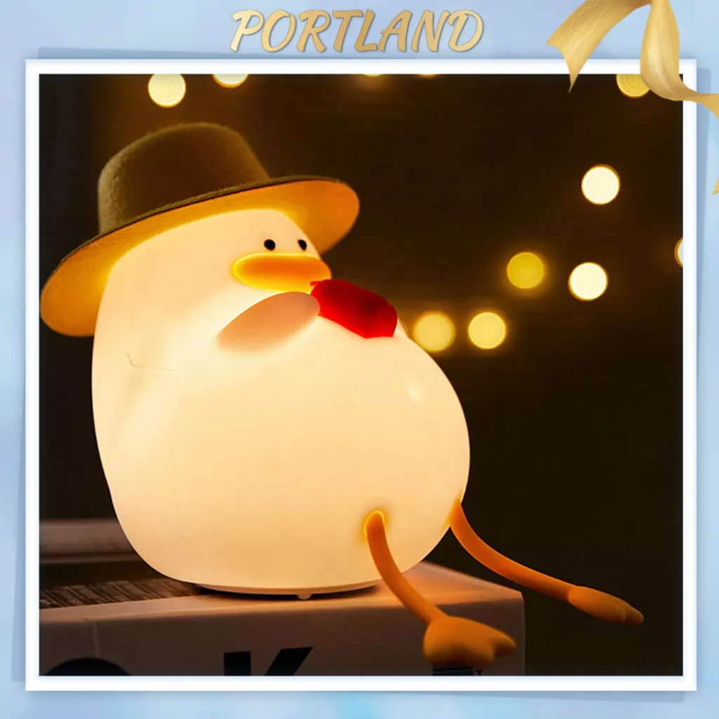 Portland Đèn Ngủ Silicon Sạc USB Có Thể Điều Chỉnh Độ Sáng LED Ánh Dịu Nhẹ Vịt Dễ Thương Kèm Giá Đỡ Điện Thoại