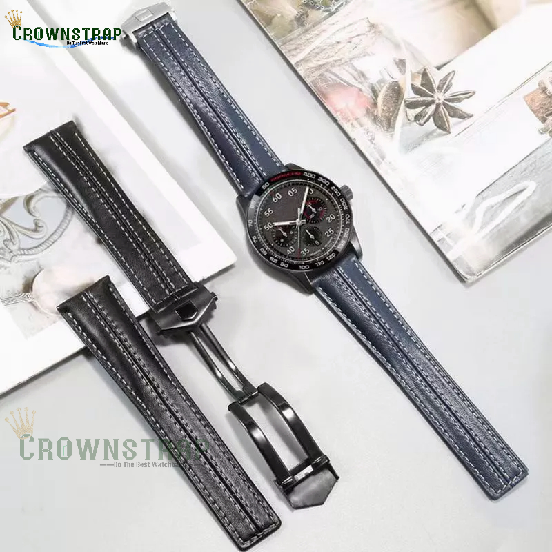 Dây Đeo Đồng Hồ Bằng Da Bò 22mm Cho TAG Heuer Carrera Porsche Edition HY stitch
