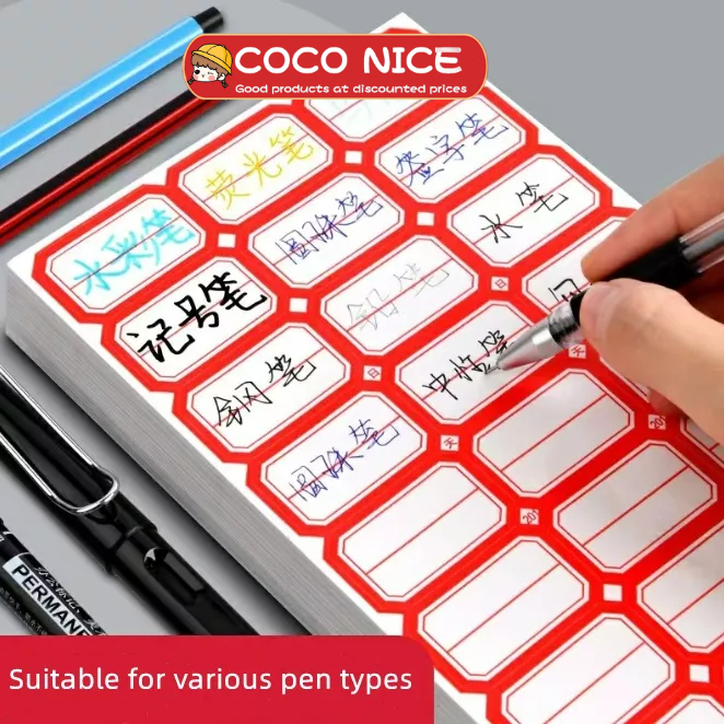 Nhãn Dán Ghi Tên Tự Dính Màu Đỏ Đa Năng