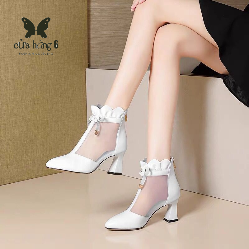 ✨ Giày Bốt Cao Gót Dày Dặn Cổ Thấp Thời Trang Xuân Thu Mới Cho Nữ; Giày Cao Gót Mũi Nhọn