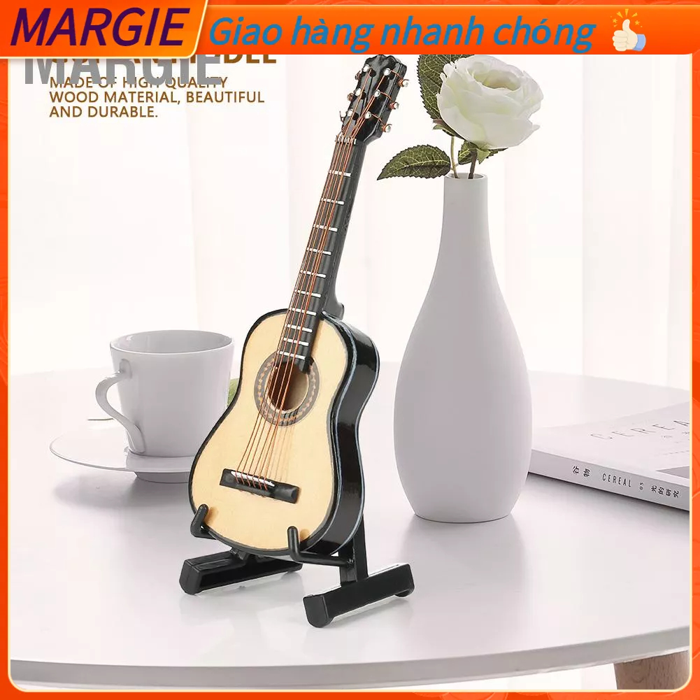 Mô hình đàn guitar gỗ thu nhỏ Hiển thị đồ trang trí âm nhạc Thủ công nhà, Trang trí phòng MARGIE