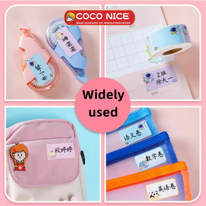 Cuộn 280 Nhãn Dán Ghi Tên Chống Thấm Nước Họa Tiết Hoạt Hình Dành Cho Học Sinh