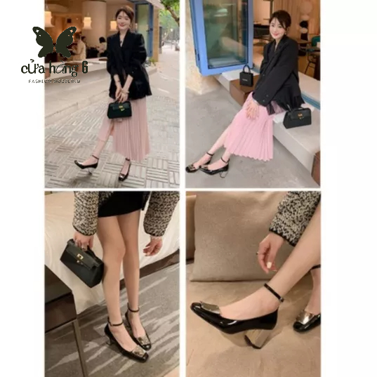 ✨Giày Cao Gót Mũi Vuông Phong Cách vintage  Cho Nữ giày cao gót trắng cao gót đen dép nữ giày cao gót giày cao gót đen guốc cao gót nhọn dép gót gót giá rẻ dép cao gót trắng cao gót nữ trắng
