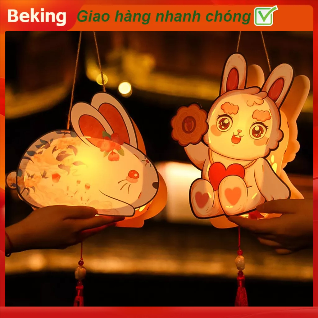 Beking 2023 Thỏ Năm Hoạt Hình Cung Hoàng Đạo Động Vật Đèn Lồng Bunny Tua Rua Mặt Dây Chuyền Tiệc Mới Trang Trí Nhà