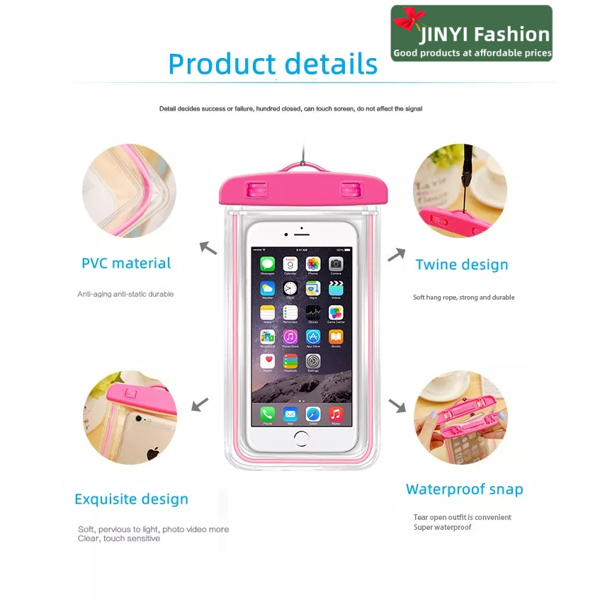 Glow điện thoại di động túi chống thấm~Bơi trôi trong suốt màn hình cảm ứng túi chống thấm nước chụp ảnh dưới nước