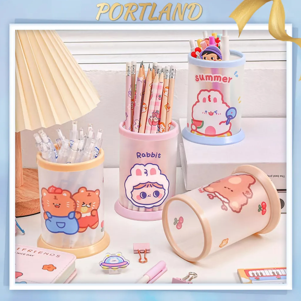 Hộp Đựng Bút Gấp Hình Hoạt Dễ Thương Tròn Bàn Văn Phòng Sinh Viên Bảo Quản Phẩm Portland