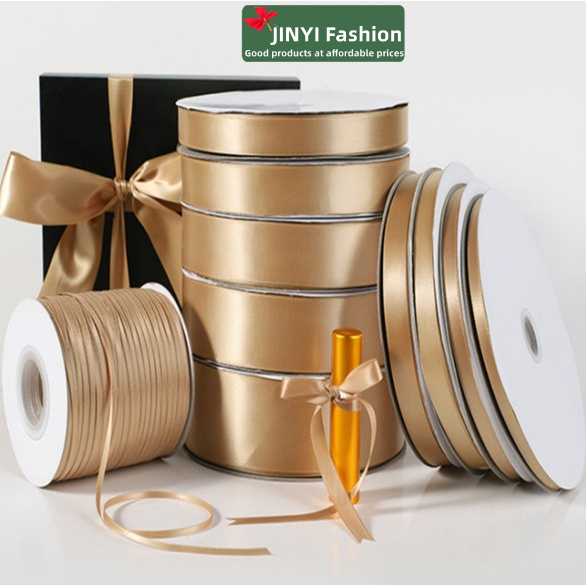 Cuộn Dây Ruy Băng Vàng Dài 22M*0.6/1.5/2.5/4Cm Trang Trí Hộp Quà Cưới