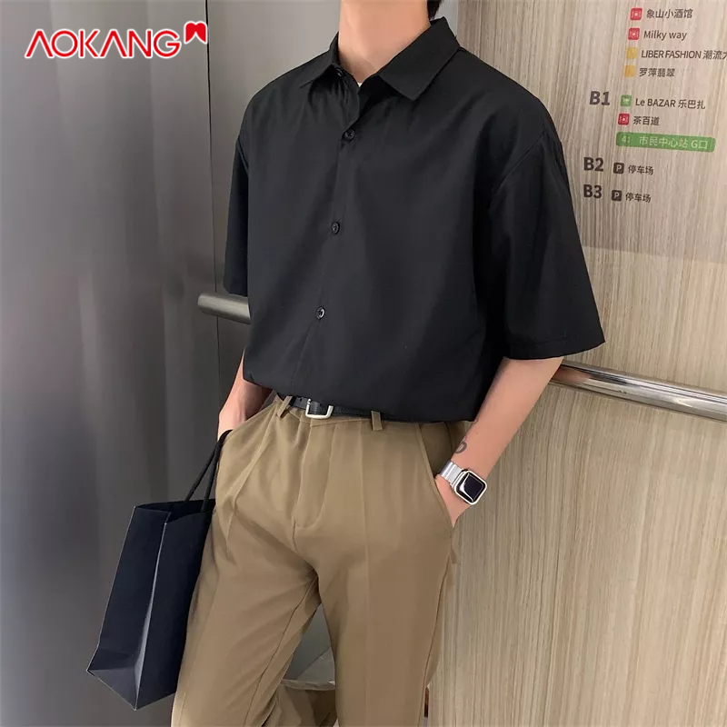 Áo Sơ Mi Tay Ngắn Thời Trang Phong Cách Hàn Năng Động Cho Nam