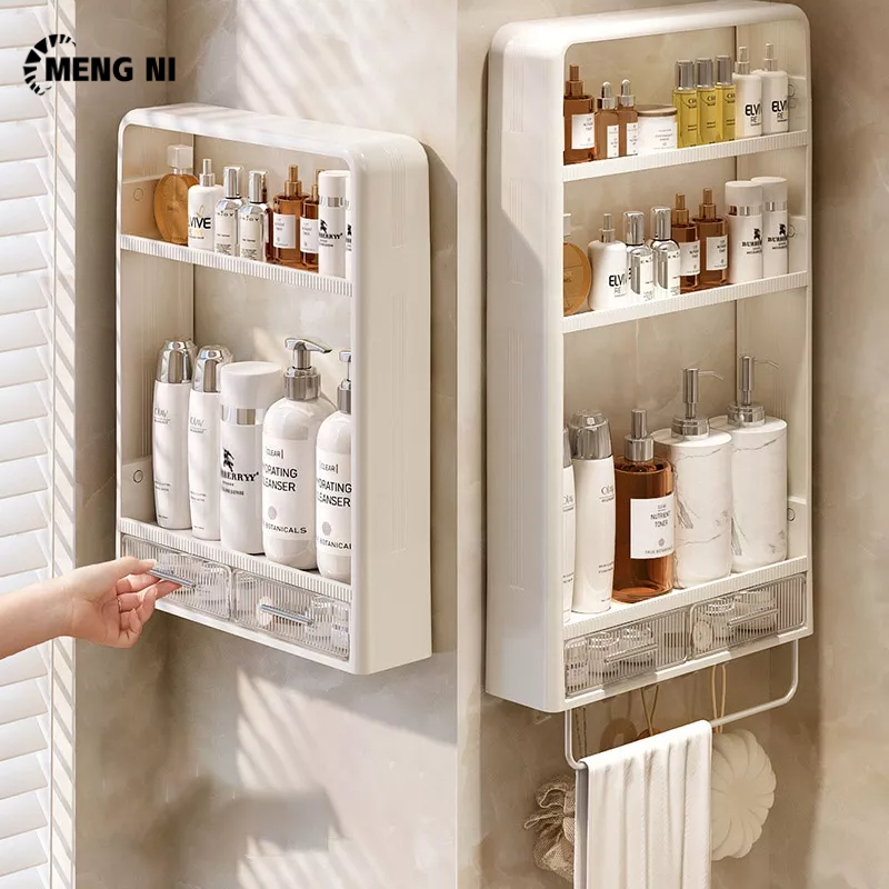 MENG NI Kệ Đựng Đồ Dùng Nhà Tắm Gắn Tường Không Cần Đục Lỗ Tiện Dụng