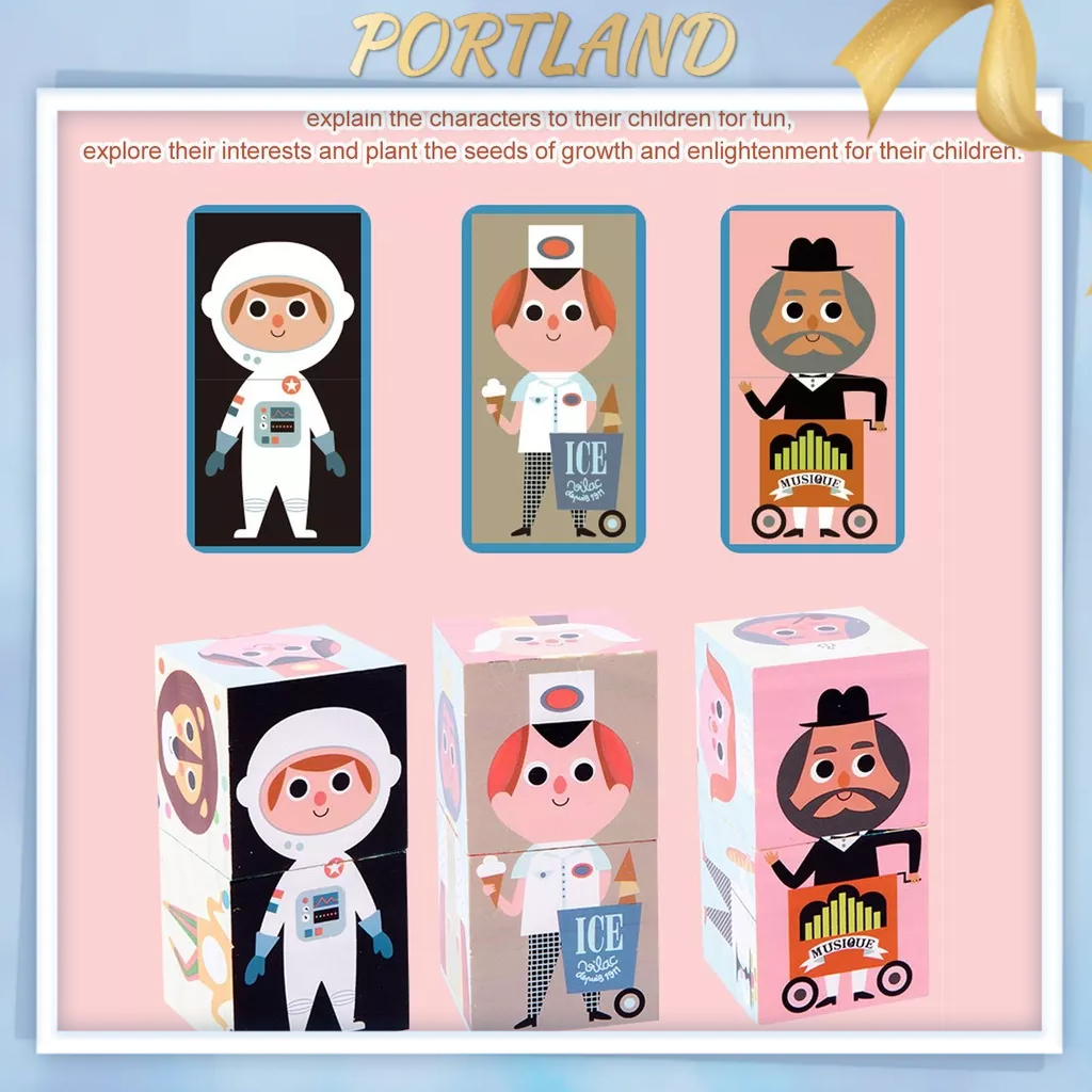 Portland Trò Chơi Ghép Hình Đồ Xếp DIY Kết Hợp Tô Màu Nhận Thức Các Khối Xây Dựng 3D Được Đánh Bóng Tinh Xảo Cho Trẻ Em Trên 36 Tháng
