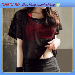 Áo lưới croptop tập gym, yoga, thể thao OnBoard B.