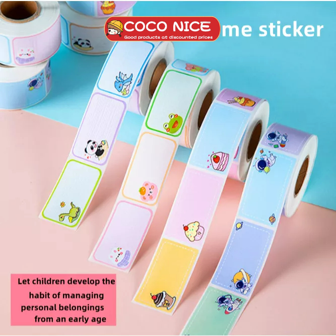 Cuộn 280 Nhãn Dán Ghi Tên Chống Thấm Nước Họa Tiết Hoạt Hình Dành Cho Học Sinh
