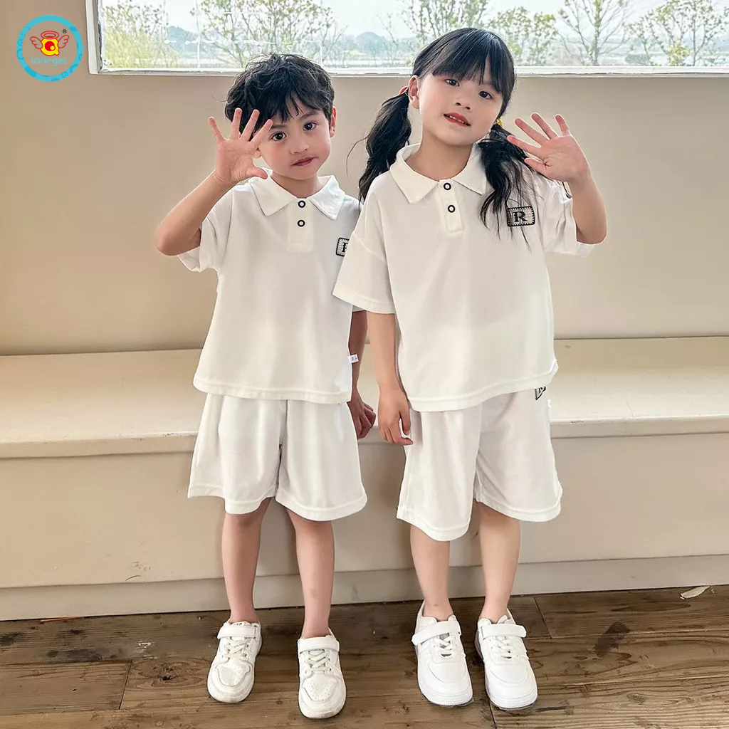 IQ Angel  Bộ Quần Áo Thể Thao Tay Ngắn Thiết Kế Năng Động Hợp Thời Trang Cho Bé