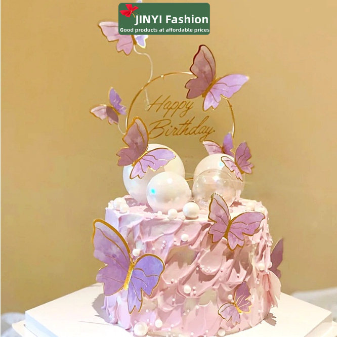 Phụ Kiện Trang Trí Bánh Kem Hình Bươm Bướm Xinh Xắn Thẻ