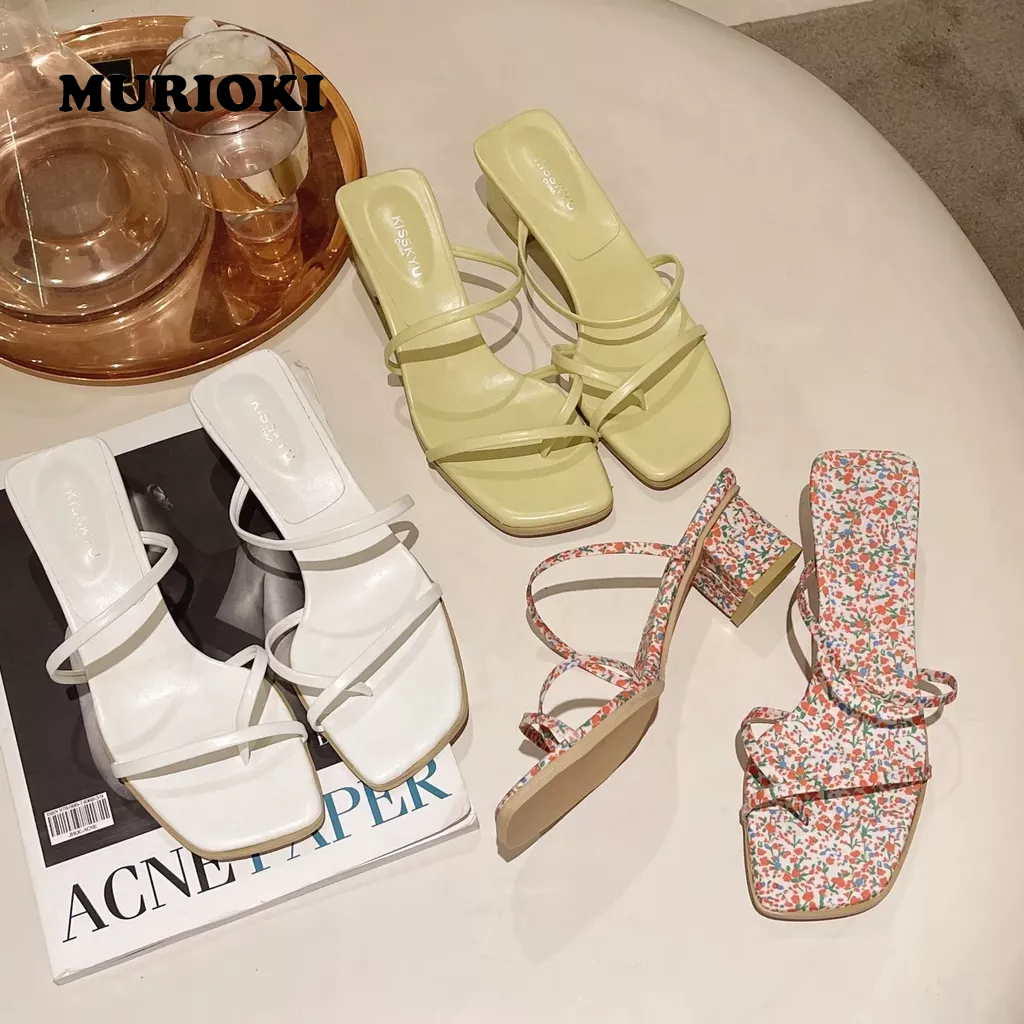 MURIOKI Giày Sandal Cao Gót Dày Dặn Phong Cách Thời Trang Roman Dành Cho Nữ