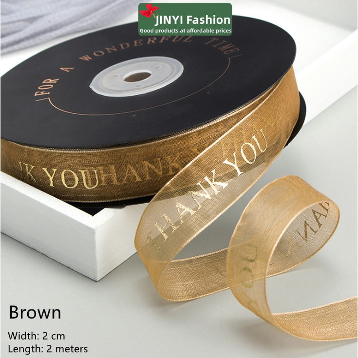 Cuộn Dây Ruy Băng Dài 2M In Chữ thank you Mới