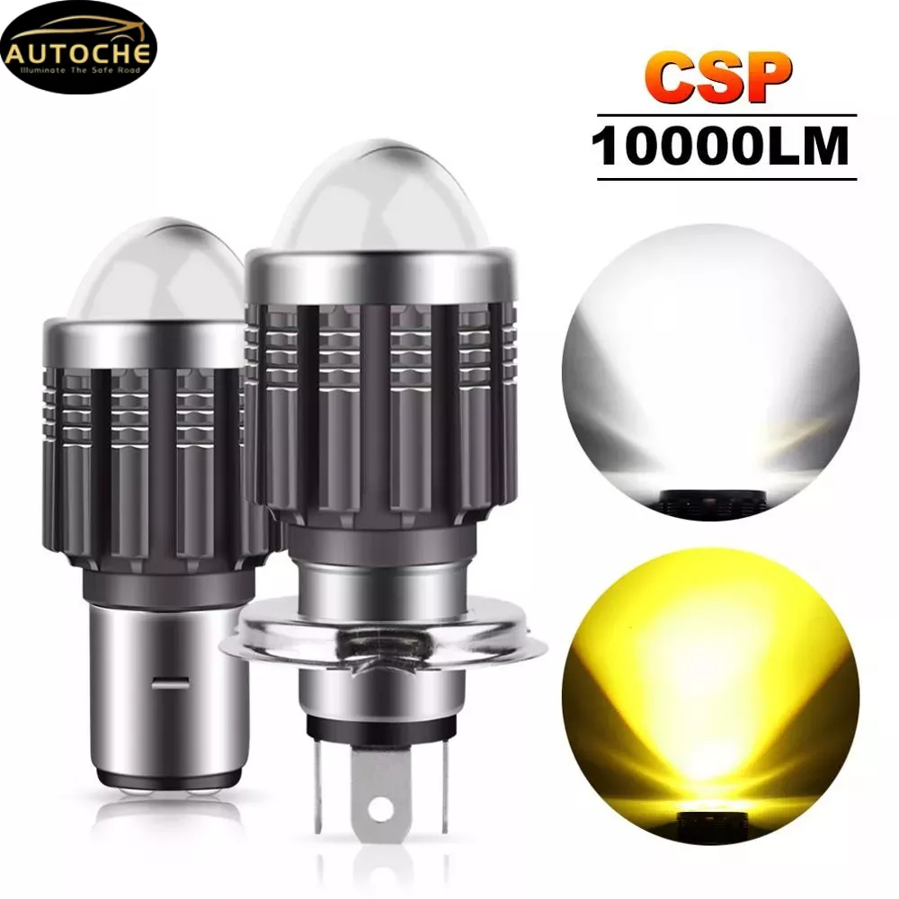 Đèn Pha LED H4 10000Lm Ánh Sáng Trắng / Vàng Chuyên Dụng Cho Xe Máy AUTOCHE 10000Lm