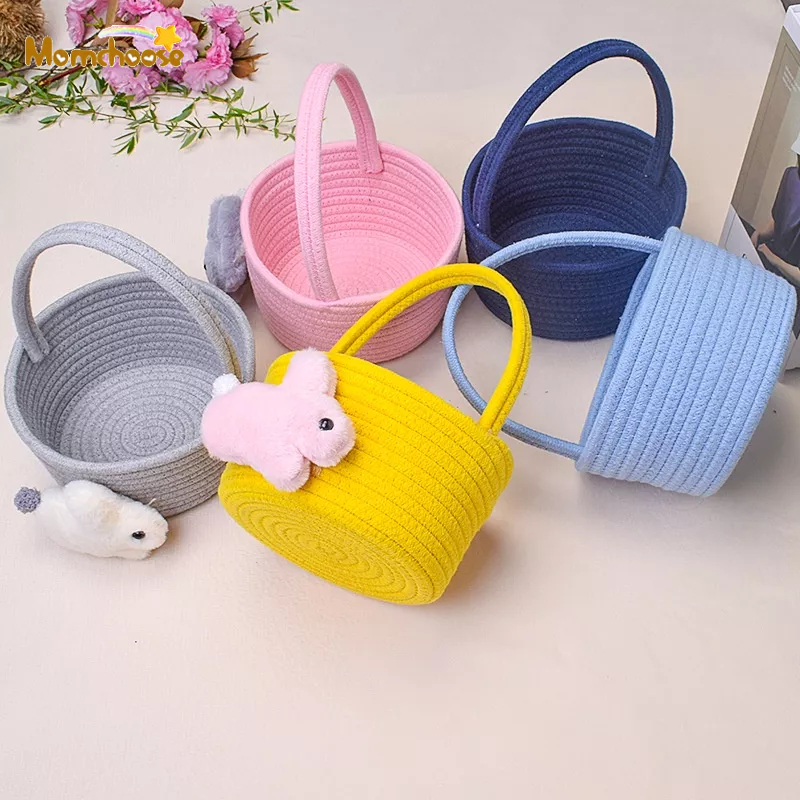 MOMCHOOSE Giỏ Đan Sợi cotton Hình Thỏ Đựng Đồ Đa Năng