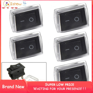 ⚡Hot Sale⚡5X On/Off Rectangle Rocker Switch Waterproof Cover Car Dash KCD1 AC250V ,UK-ISHOW