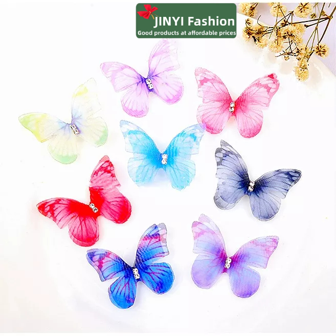 Phụ Kiện Trang Trí Tóc Hình Bướm Bằng Lưới Hai Lớp 4.5Cm