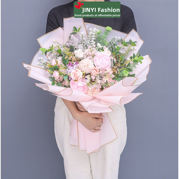 Cuộn giấy gói hoa viền vàng chống thấm nước thời trang