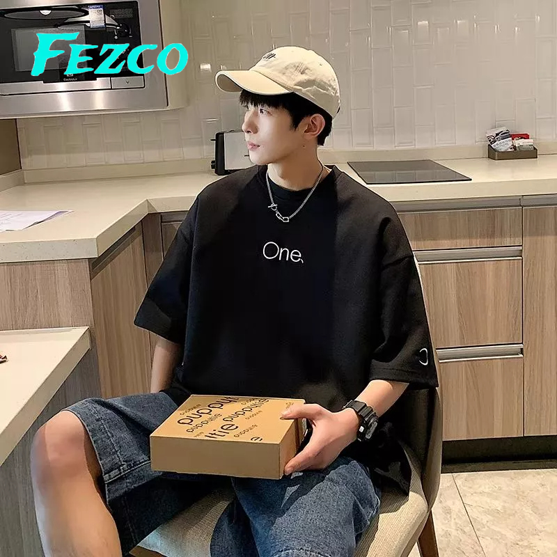 Áo Thun Ngắn Tay Thêu Chữ Fezco 2023 Thời Trang Cho Nam