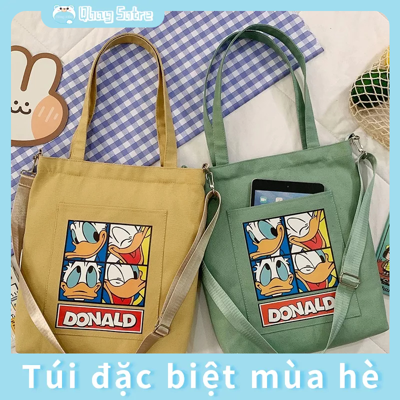 Túi Đeo Chéo Canvas In Hình Hoạt Hình Anime Hàn Quốc Cho Nữ
