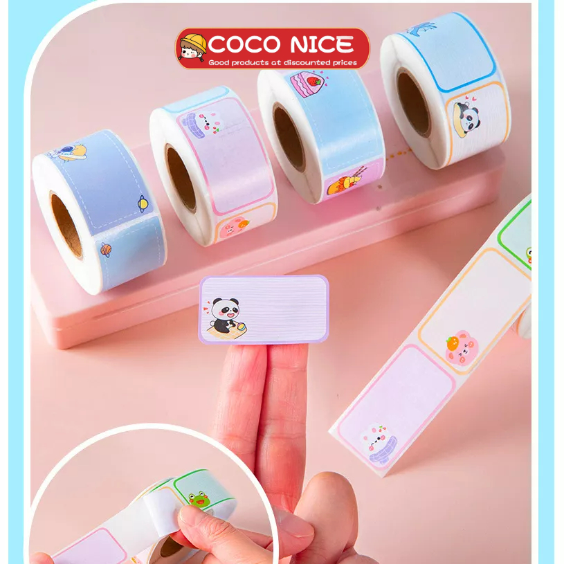 Cuộn 280 Nhãn Dán Ghi Tên Chống Thấm Nước Họa Tiết Hoạt Hình Dành Cho Học Sinh