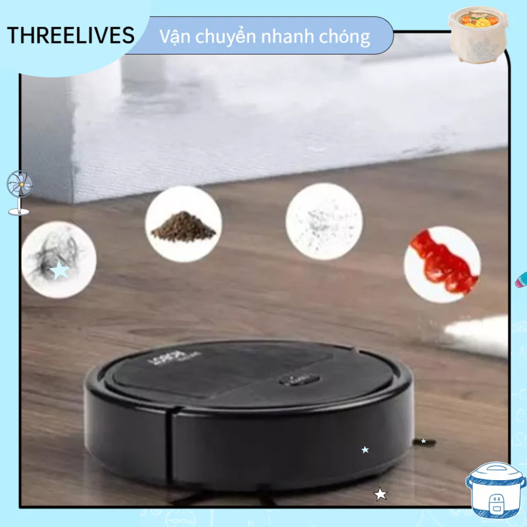EasyHome Máy Hút Bụi Tự Động Độ Ồn Thấp Có Thể Sạc Lại Robot Quét Thông Minh 3 Trong 1 Cho Tóc Vết Đen